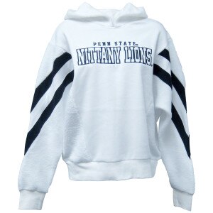 white women's sherpa hooded sweatshirt with Penn State Nittany Lions